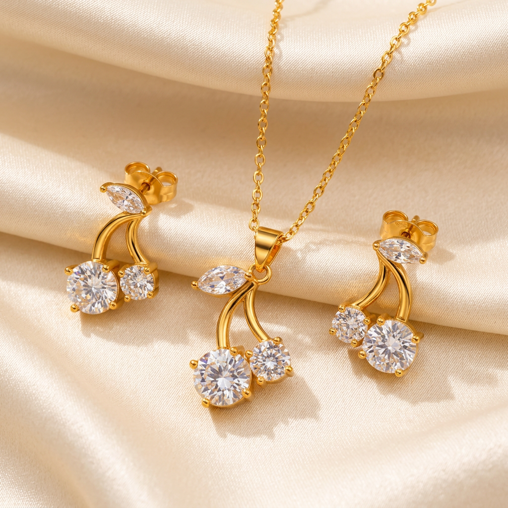 The "Arabella" Cherry Stone Necklace Set - Danielle Emon