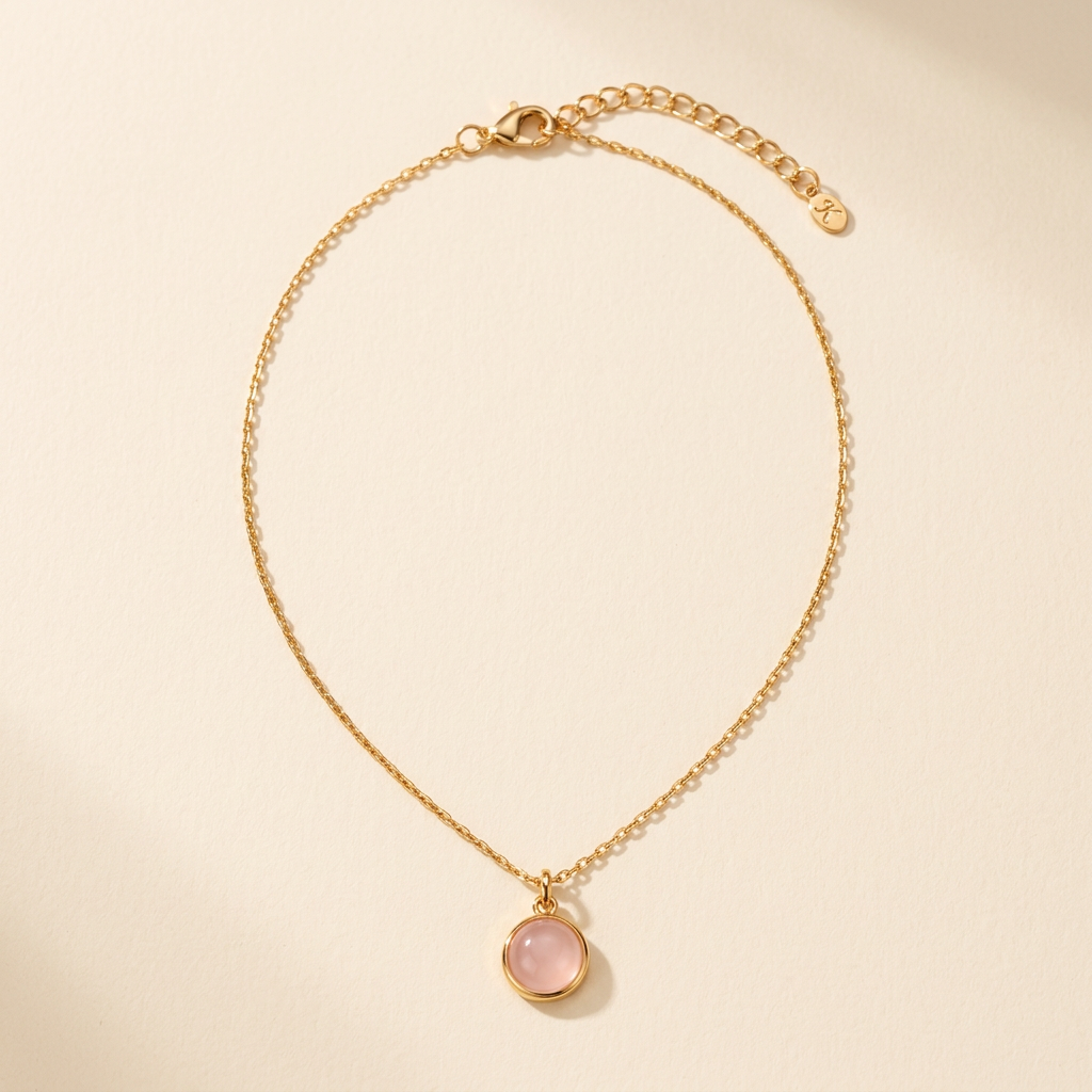 Lydia pink faux stone pendant necklace on ivory