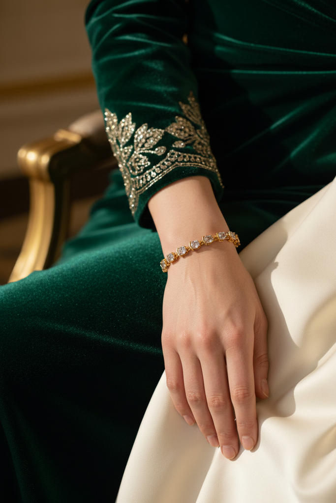 Winthrop tennis bracelet evening outfit styling