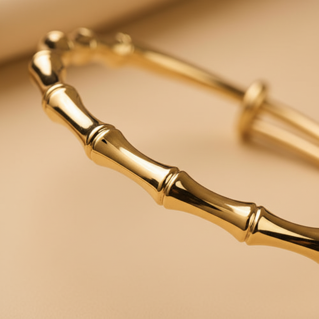 Rome gold bamboo bangle close-up node detail