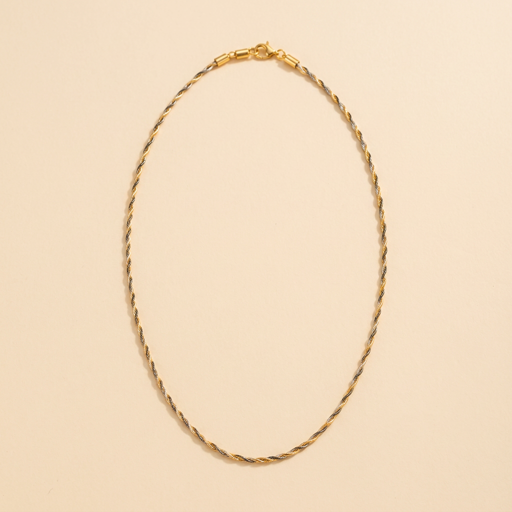 Teagan two-tone rope choker necklace on ivory
