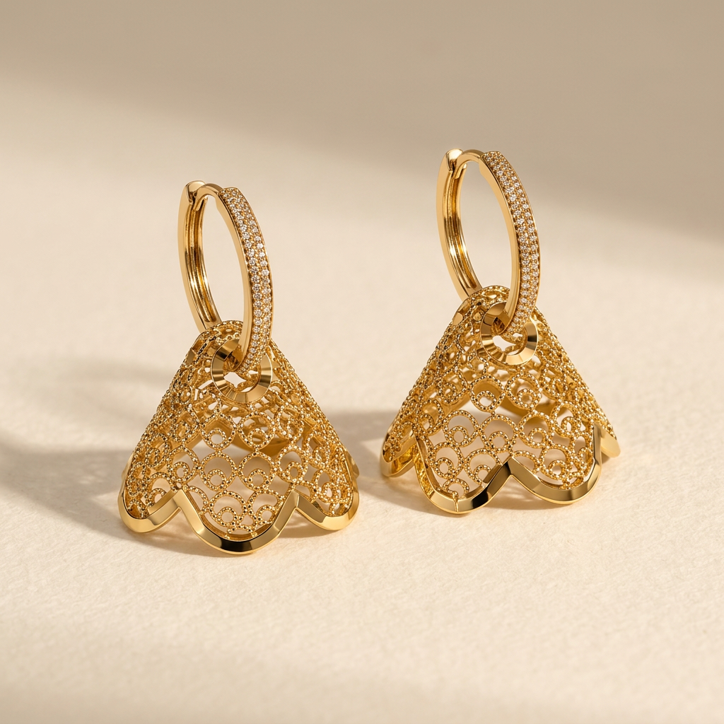Prescott gold-tone filigree dangle earrings on ivory