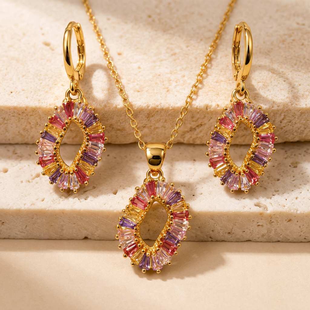 The "Roman" Mulit-Color Stone Necklace - Danielle Emon