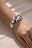 Isadora silver spiral cuff bracelet on-wrist lifestyle