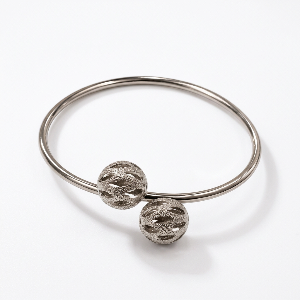 Leighton white gold-dipped filigree ball cuff bracelet on white