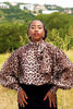 Thema Leopard Top - upper body close-up sleeve and tie neck detail