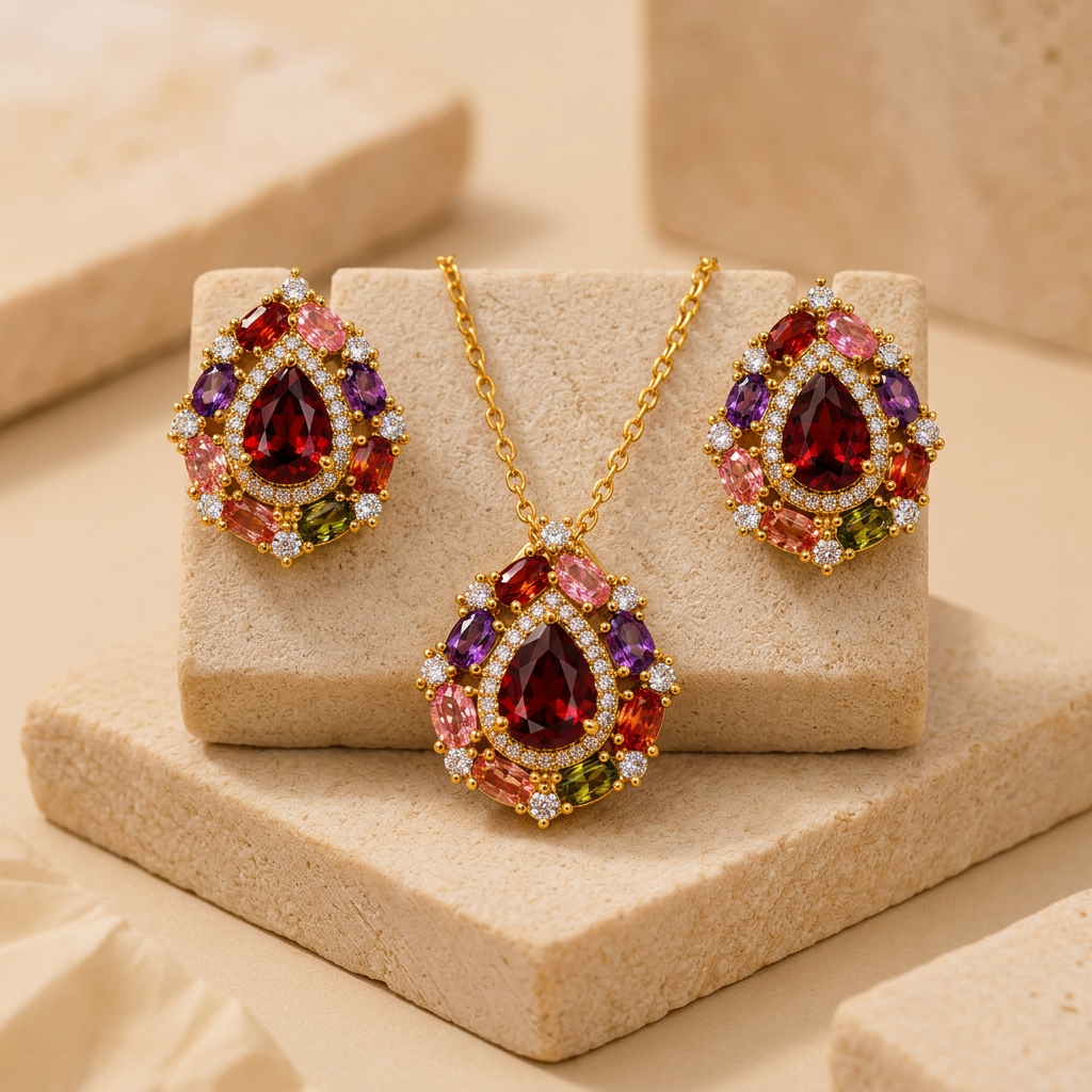 The "Josephine" Multi-Stone Necklace Set - Danielle Emon