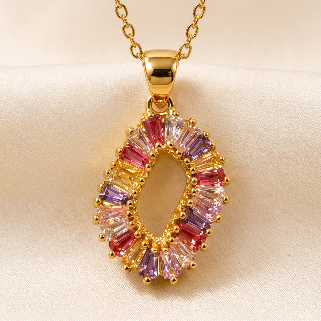 The "Roman" Mulit-Color Stone Necklace - Danielle Emon