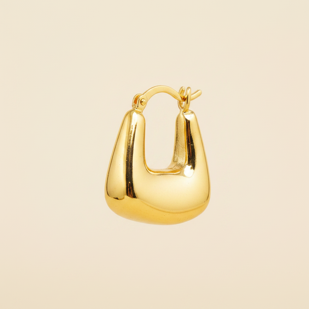 Channing gold square hoop earrings close-up sculptural geometric detail