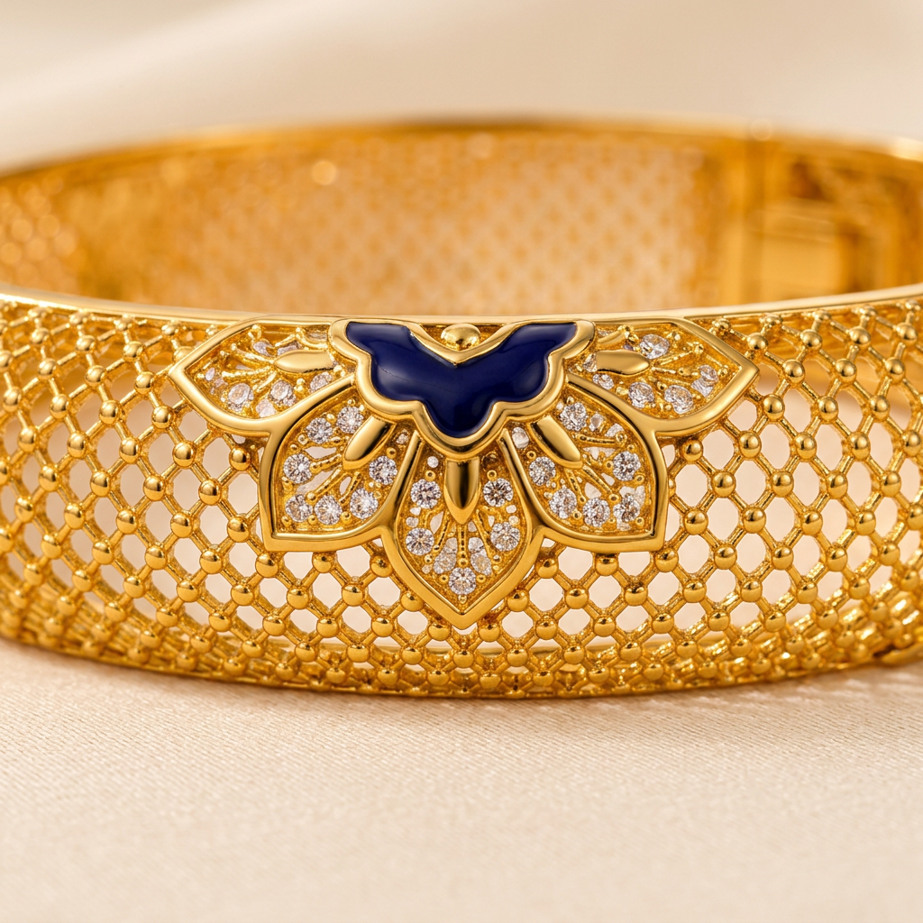 The "Delphine" Ornate Bracelet with a touch of Blue - Danielle Emon