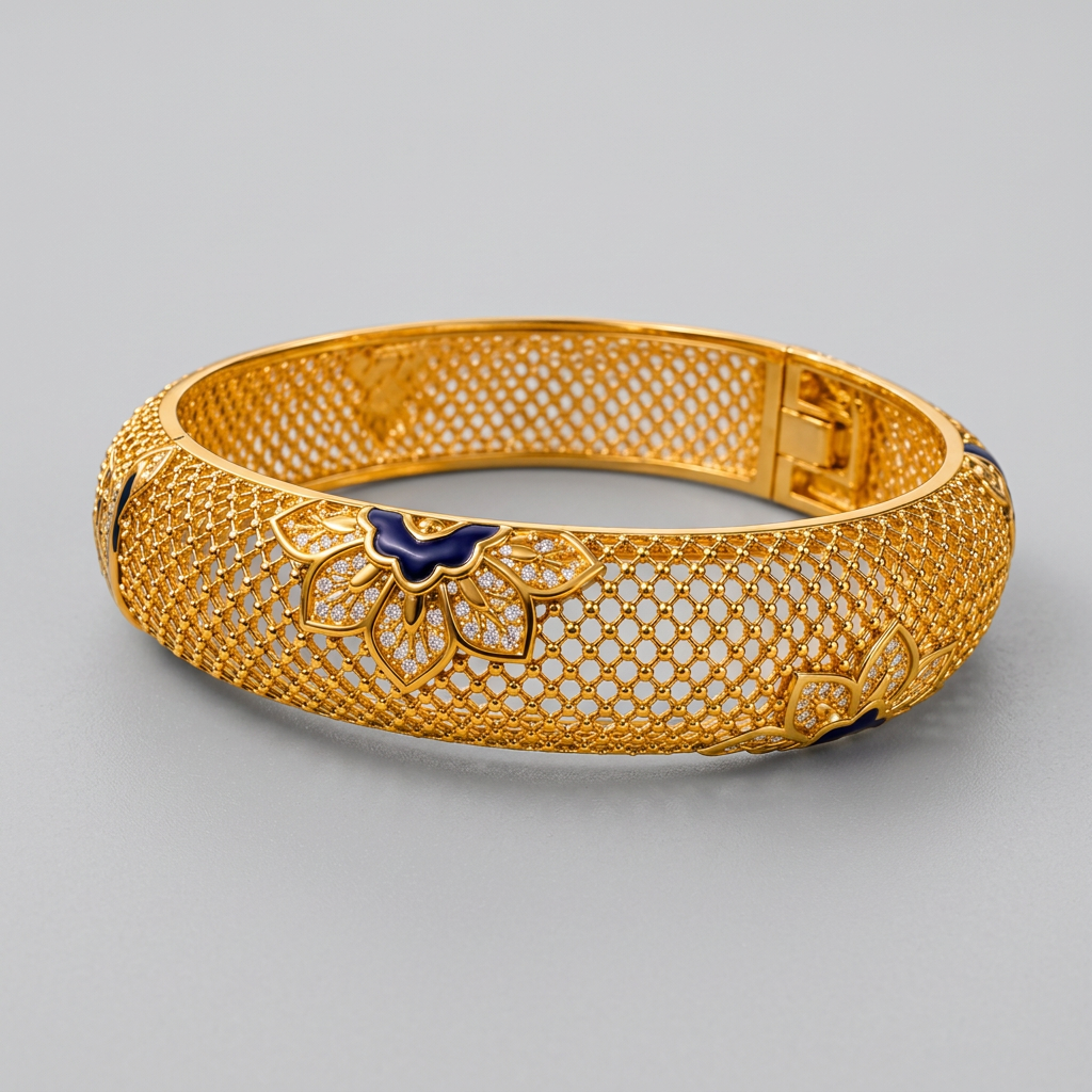 The "Delphine" Ornate Bracelet with a touch of Blue - Danielle Emon