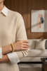 Ronasn gold beaded bangle bracelet everyday outfit styling