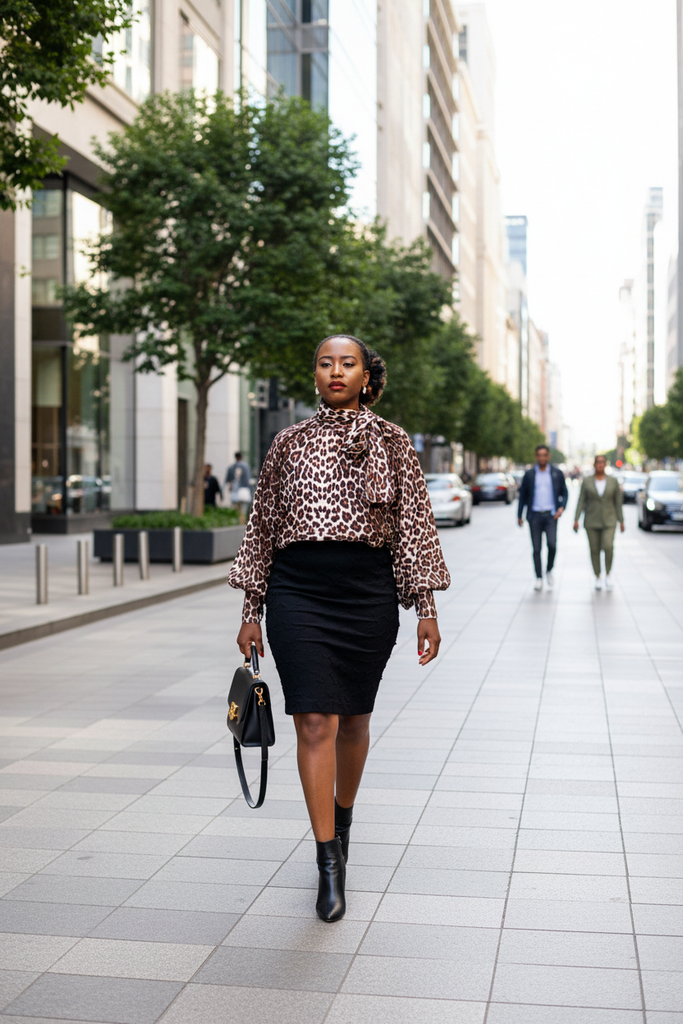 Thema Leopard Top - walking urban street