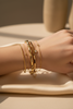 Rome gold bamboo bangle stacked bracelet styling