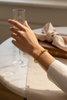 Liya textured beaded gold open cuff bracelet on-wrist single wear