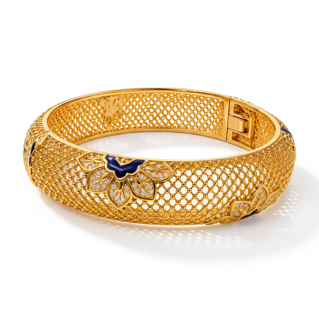 The "Delphine" Ornate Bracelet with a touch of Blue - Danielle Emon