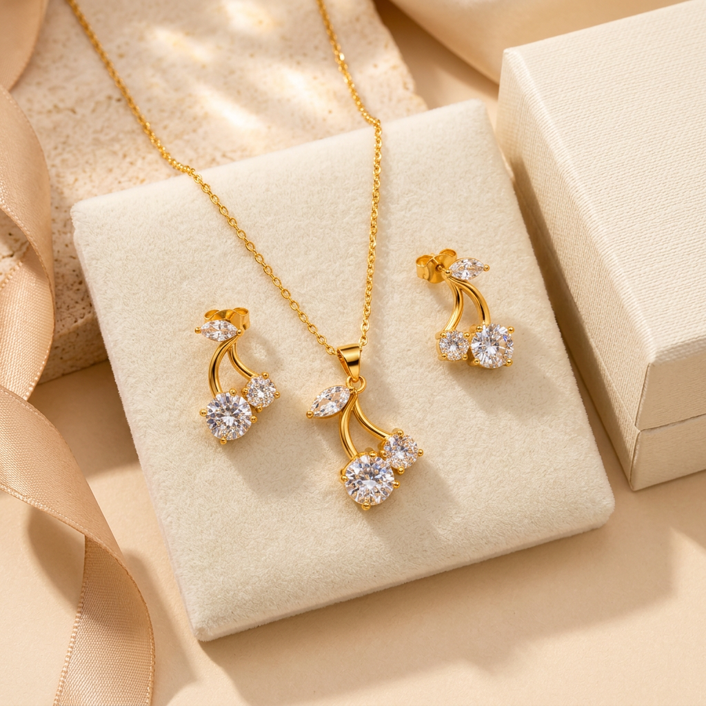 The "Arabella" Cherry Stone Necklace Set - Danielle Emon