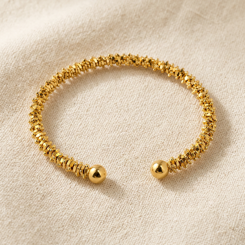 Carlisle textured cuff bracelet on cream linen