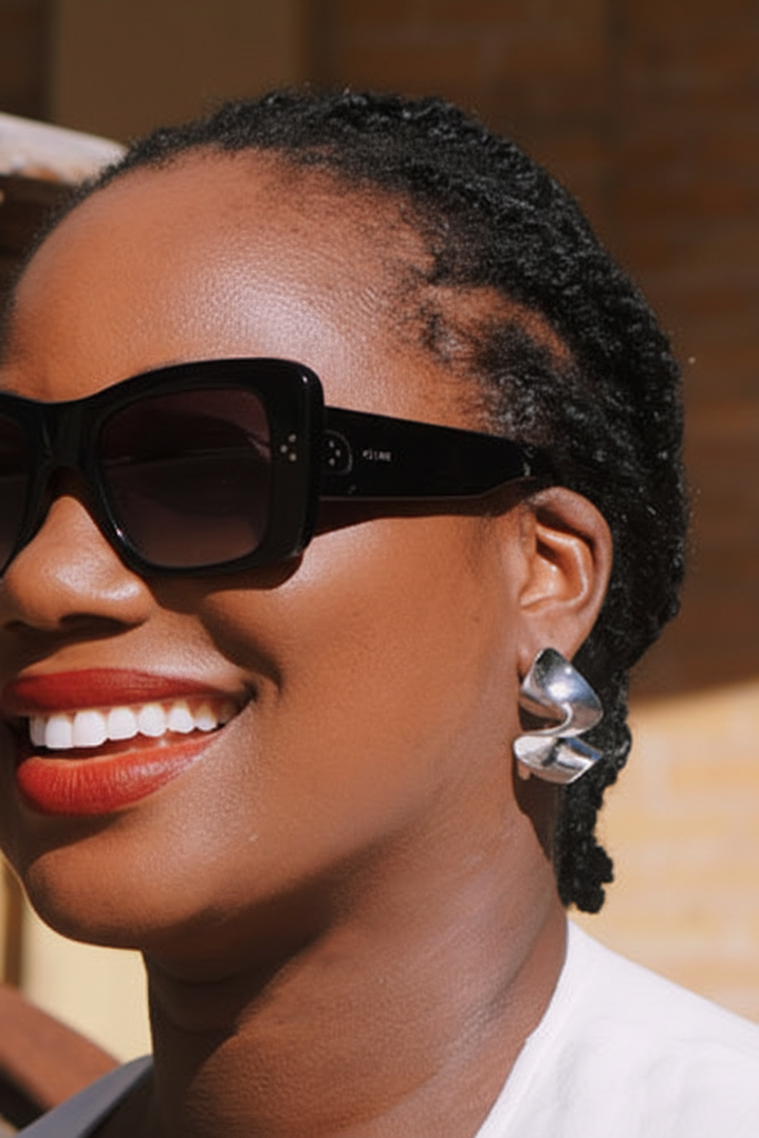 Coblah abstract sculptural silver statement earrings on-ear lifestyle