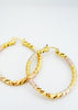 Oblong Gold Plated Tri-Color Hoops