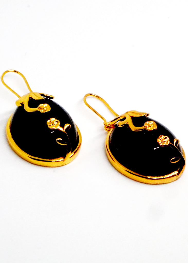 The "Emma" Black Stone & Rose earrings - Danielle Emon