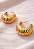 Zurich Gold Shrimp Hoop Earrings – Ribbed Semi Hoop Luxury Statement - Danielle Emon