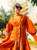 The Ramya Corset Dress - Mahogany - Danielle Emon