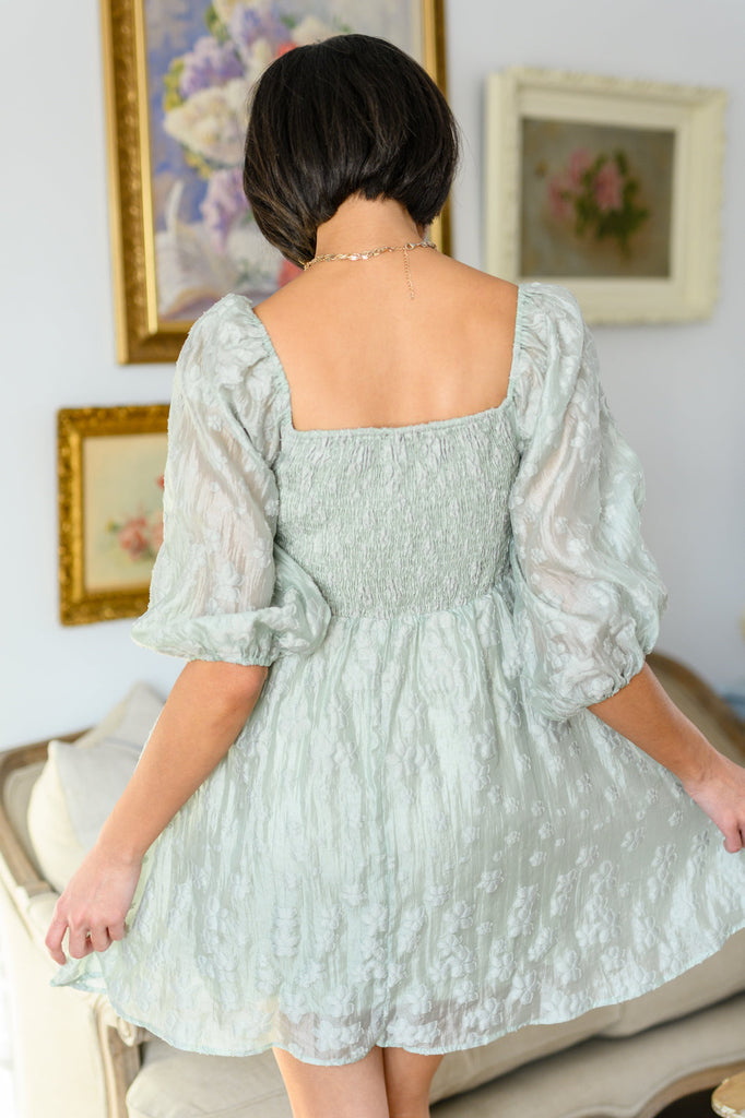 The Gabriella Puff Sleeve Dress in Sage - Danielle Emon