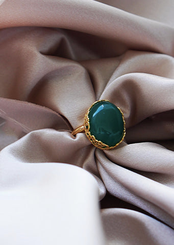 The "Azami" Gold & Green Statement Ring - Danielle Emon