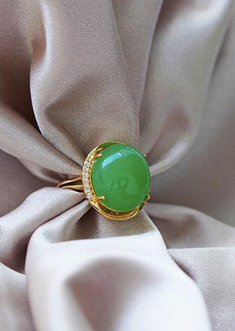 The "Betony" Statement Ring with Green Stone - Danielle Emon