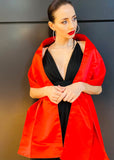 The “Eliana” Red Sateen Shawl - Danielle Emon
