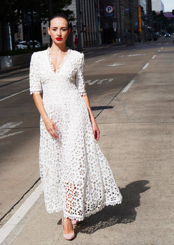The "Blancha" Eyelet Embroidered White Dress - Danielle Emon The "Blancha" Eyelet Embroidered White Dress - Danielle Emon